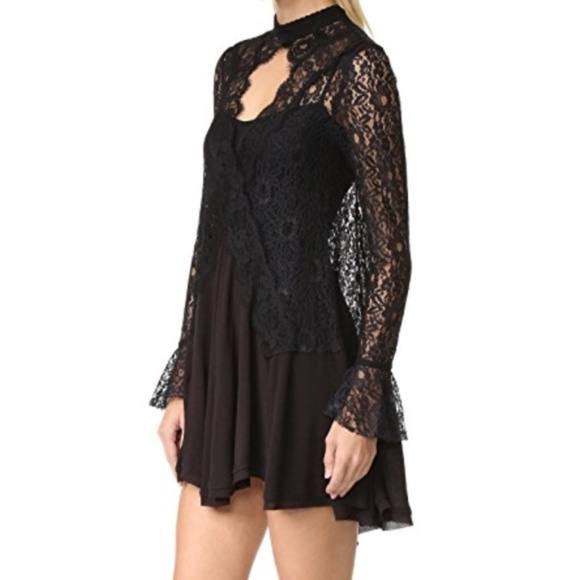 Free People Tops - Free People Tell Tale Black Lace Tunic NWT Sz M